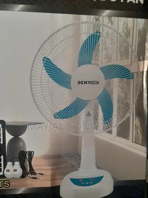 14" Sonyvolt 3in1 Table Solar Rechargeable Fan+Panel,2bulbs