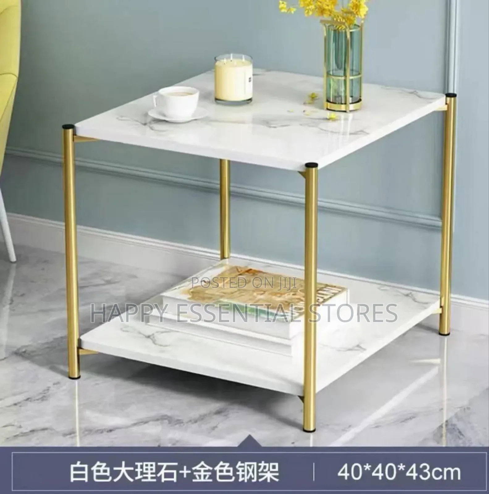 Square 2layer Marble Texture Tea Coffee Table