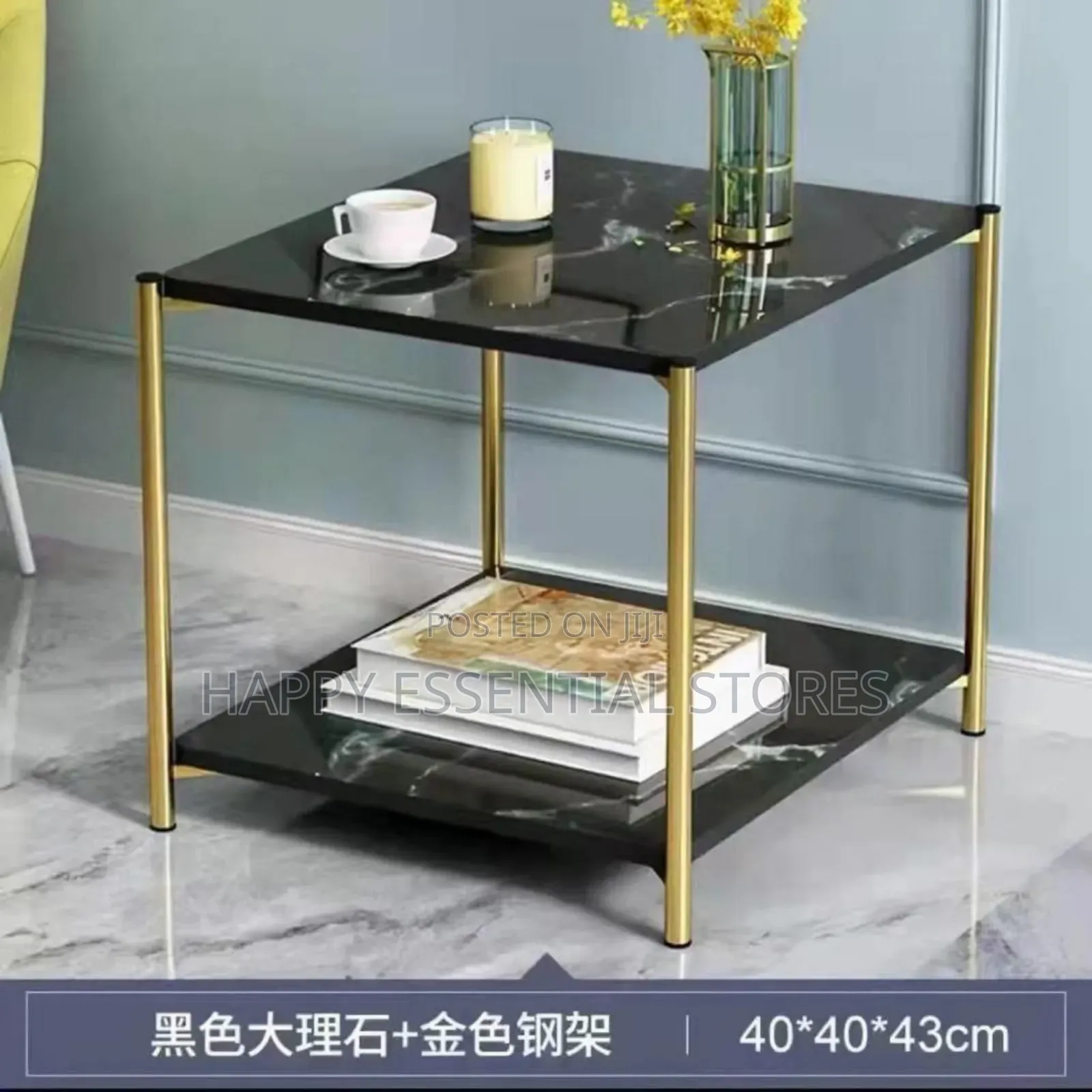 Square 2layer Marble Texture Tea Coffee Table