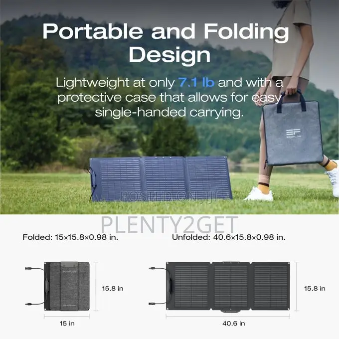 Ecoflow 60w Portable Solar Panel, Foldable Durable, Comple