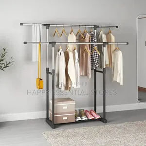 Hanger Floor Bedroom Clothes Rack Retractable Indoor