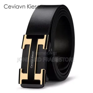 Genuine Men Leather Toothless Automatic Buckle Belt