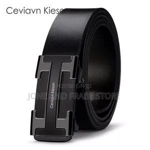 Genuine Men Leather Toothless Automatic Buckle Belt