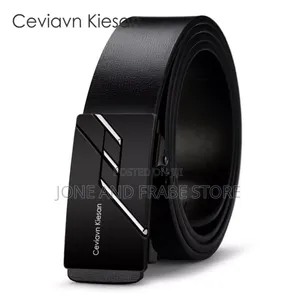 Genuine Men Leather Toothless Automatic Buckle Belt