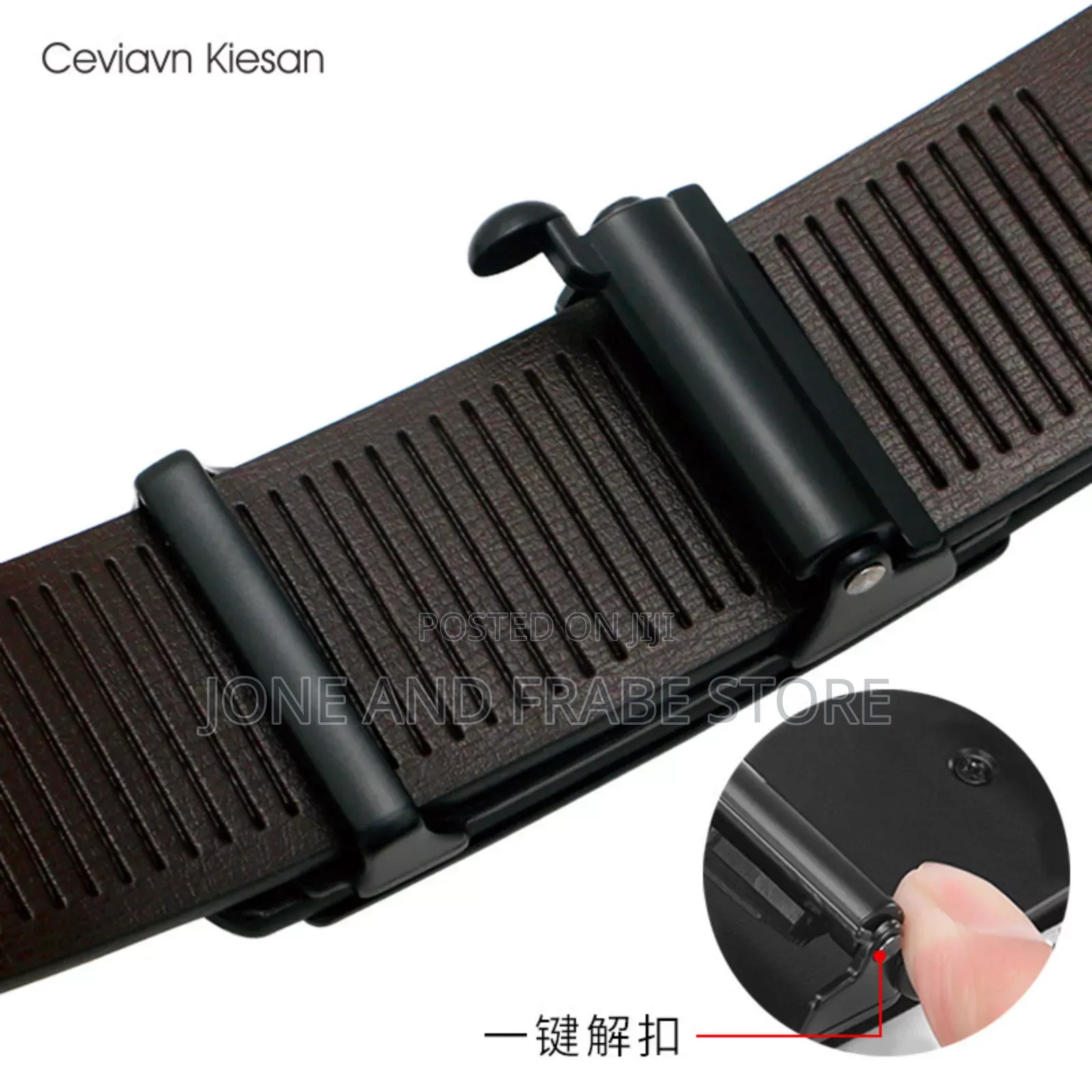 Genuine Men Leather Toothless Automatic Buckle Belt