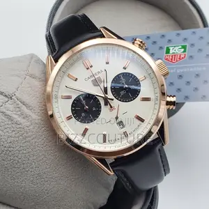 Original Carrera Heauer Chronograph Black Leather Watch