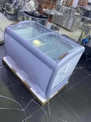 Display Ice Cream Fridge Commercial Curved Sliding Glass