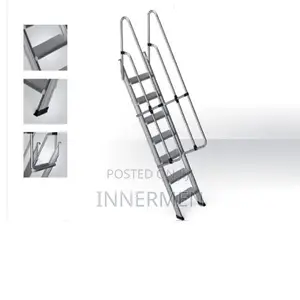 Aluminum Hangable Wide Step Railed Industrial Ladder