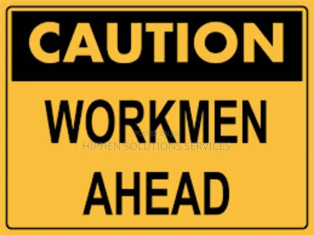 Work Sign Yellow Color Caution Men At Work Sign - Yellow Reflective for sale - HIPHEN ...
