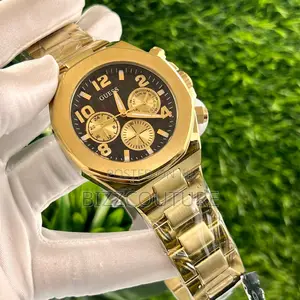 Original Guess Black Dail Chronograph Gold Chain Watch