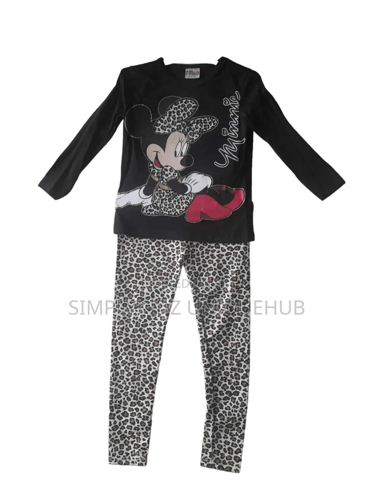 2pc Minnie Mouse Cotton Top and Leopard Print Pant Sets