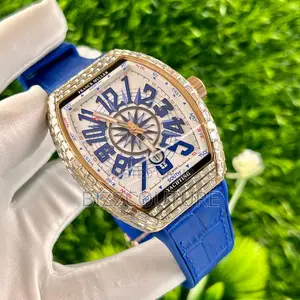 Original FRANCK Muller Yatching Blue Leather Strap Watch