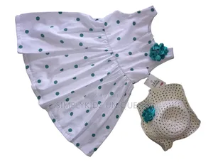 Girls Green Polka Dot Dress With Hat