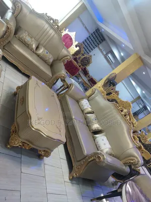 Complete Set of High Quality Turkish Royal Leather Sofa Chai