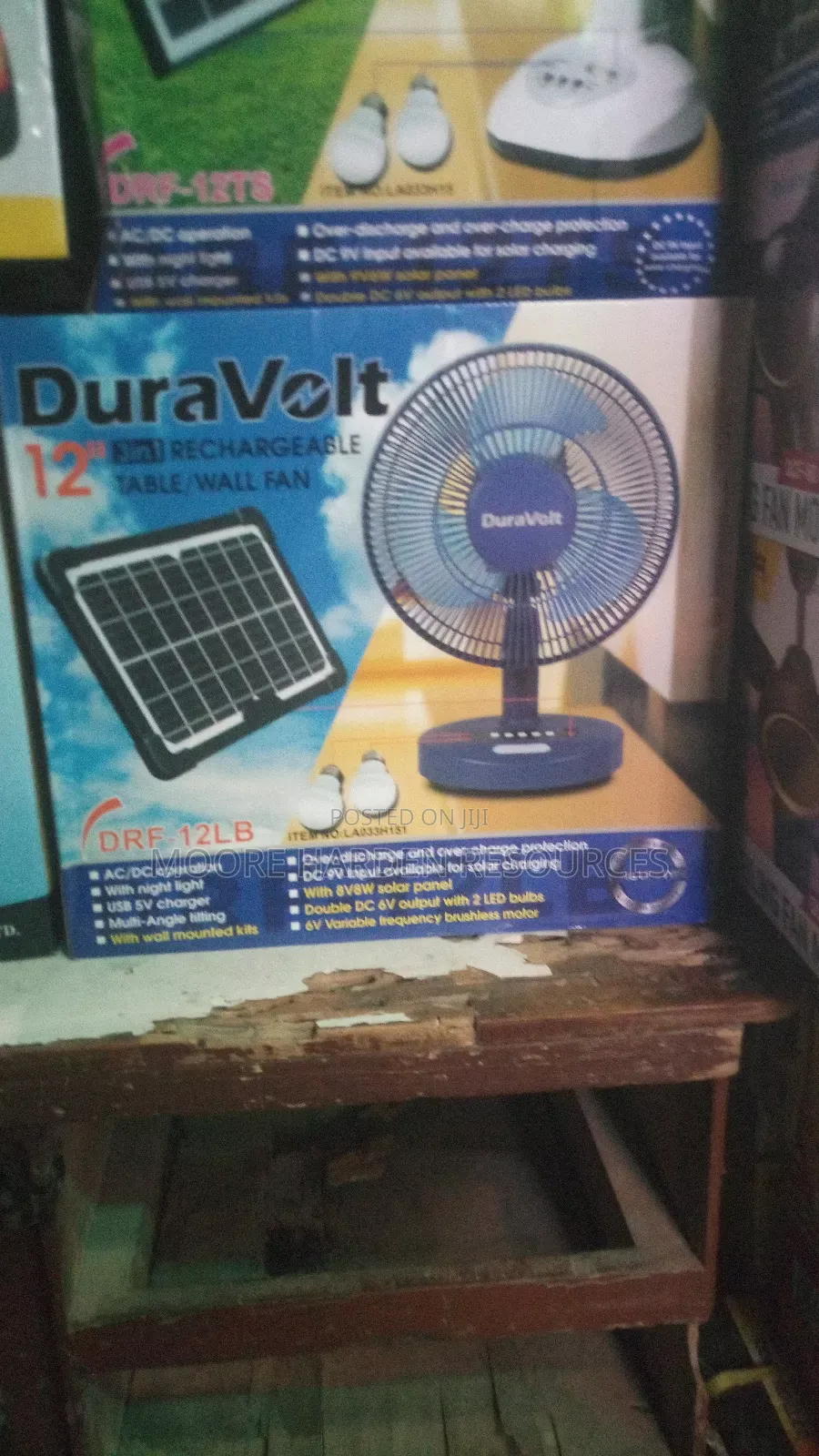 Original Dura Volt 12inhc Rechargeable Table Fan With Panel