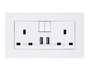 13amps UK Double Power Socket + 2 USB Charging Port