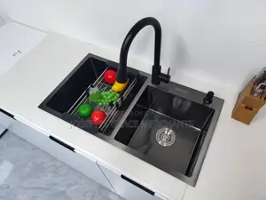 (Home Point)2in1(304) Black Stainless Sink Accessories
