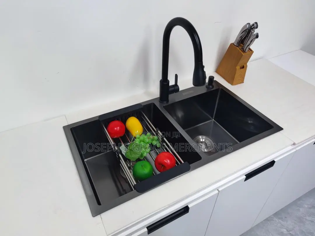(Home Point)2in1(304) Black Stainless Sink Accessories