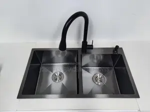 (Home Point)2in1(304) Black Stainless Sink Accessories