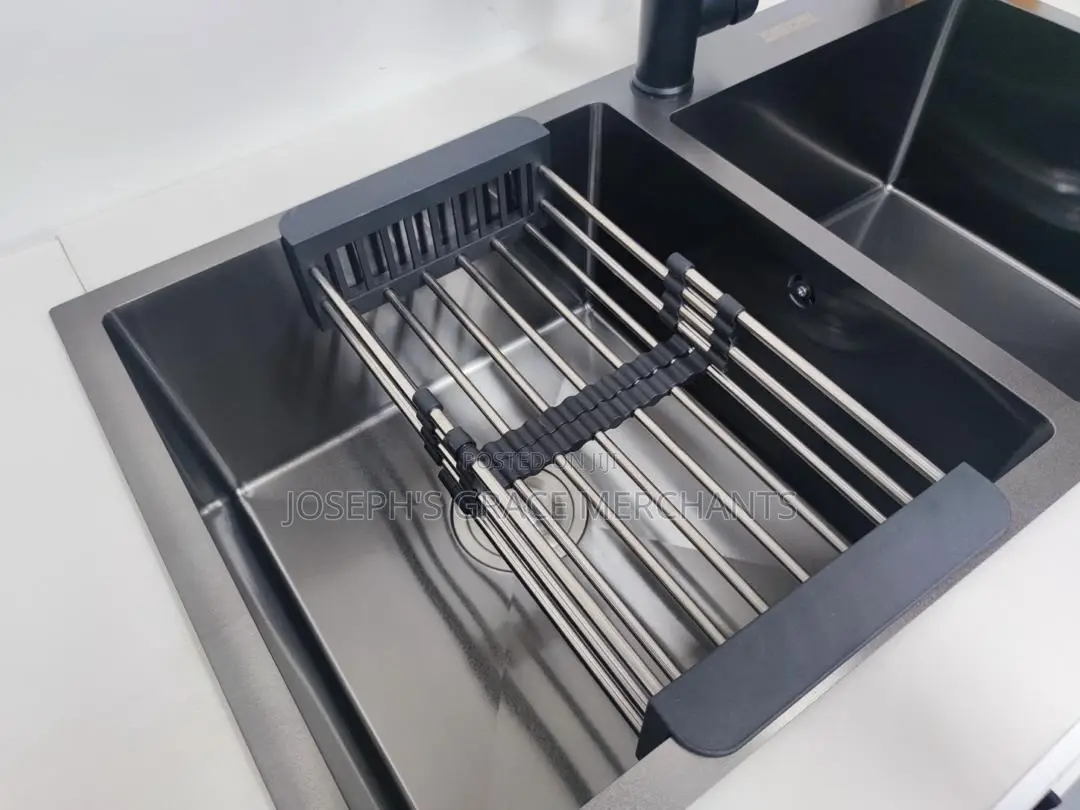 (Home Point)2in1(304) Black Stainless Sink Accessories