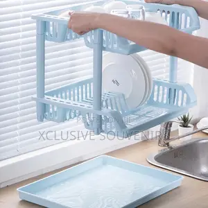 Good Quality Kitchen Plastic 2 Tier Dish Drying Rack Drainer