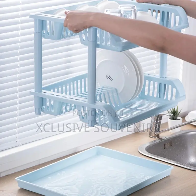 Good Quality Kitchen Plastic 2 Tier Dish Drying Rack Drainer