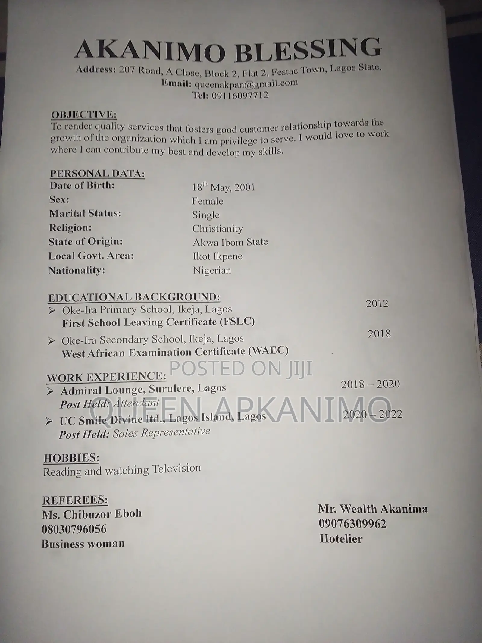 Factory CV With Attractive Pay
