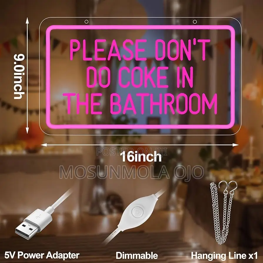 Please Don't Do Coke in the Bathroom Dimmable LED Neon Light