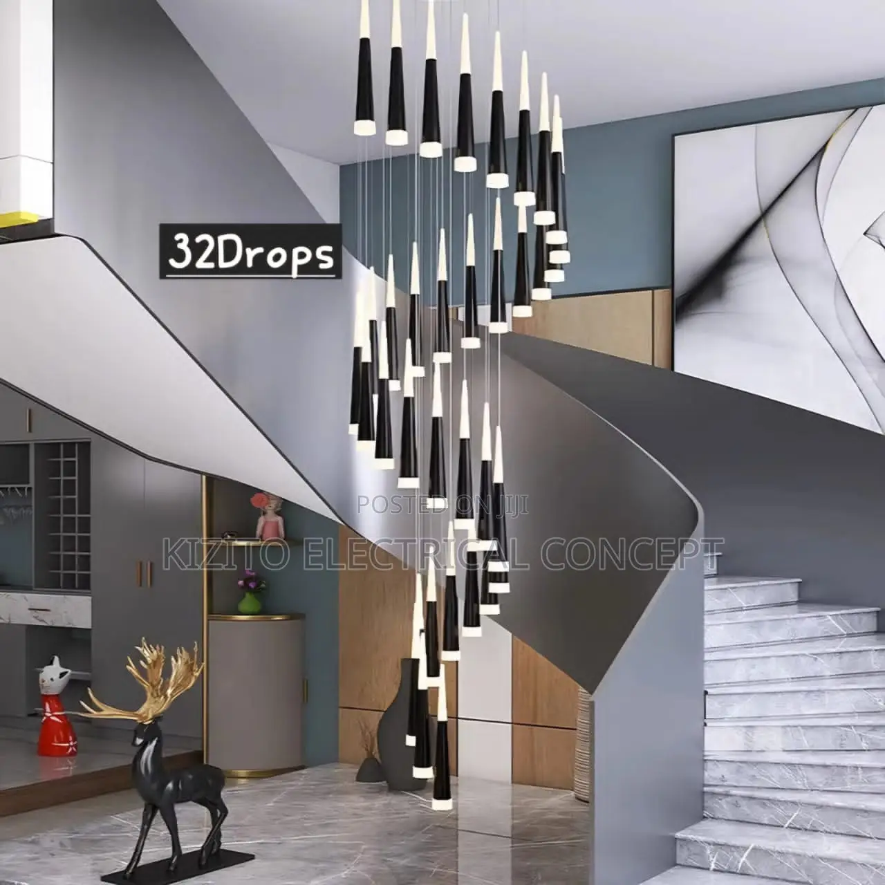 Nodic Dropping, Stair Chandalier Living Room Dining Light