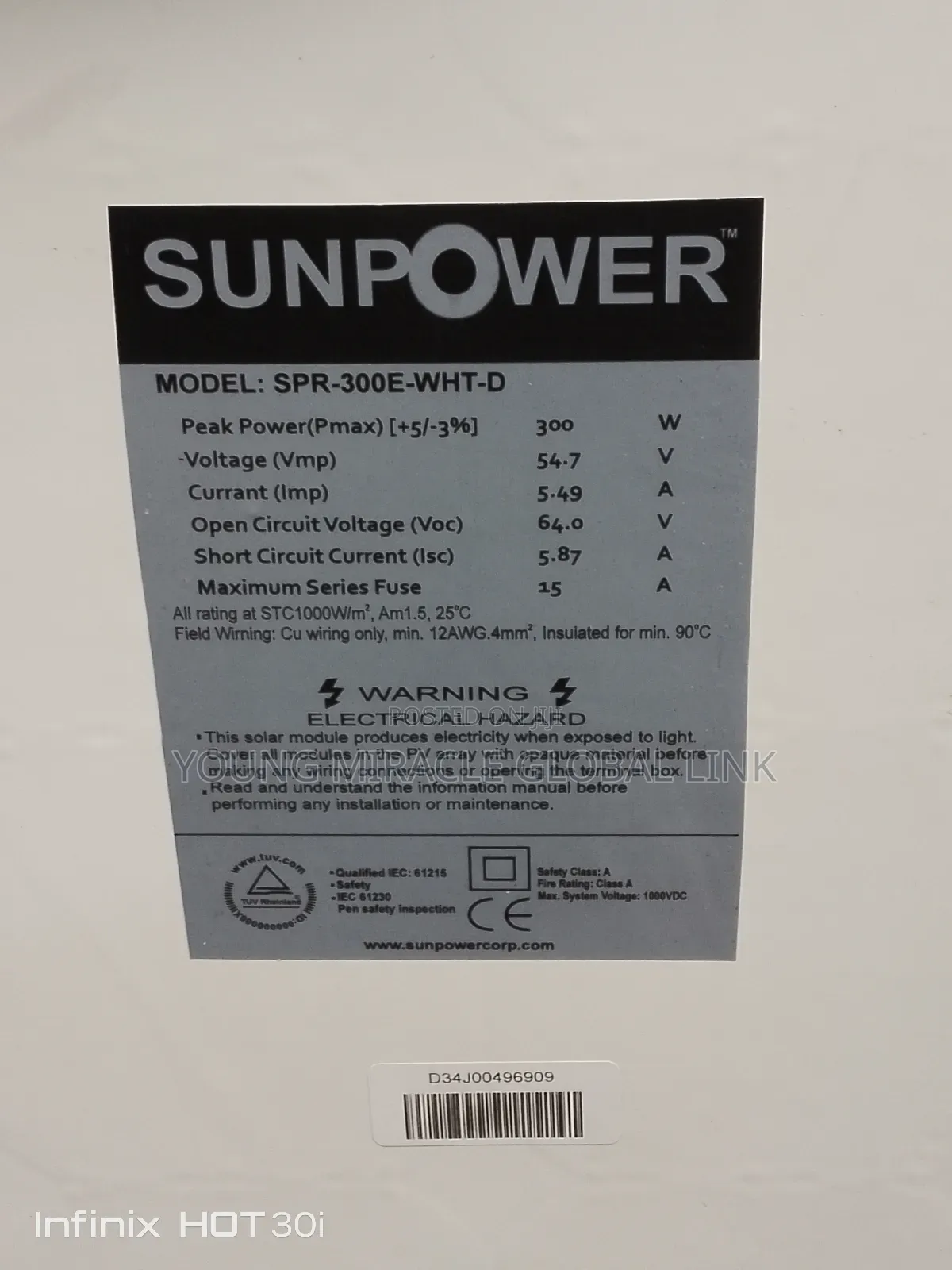 Sun Power 300w/72cells Solar Panel
