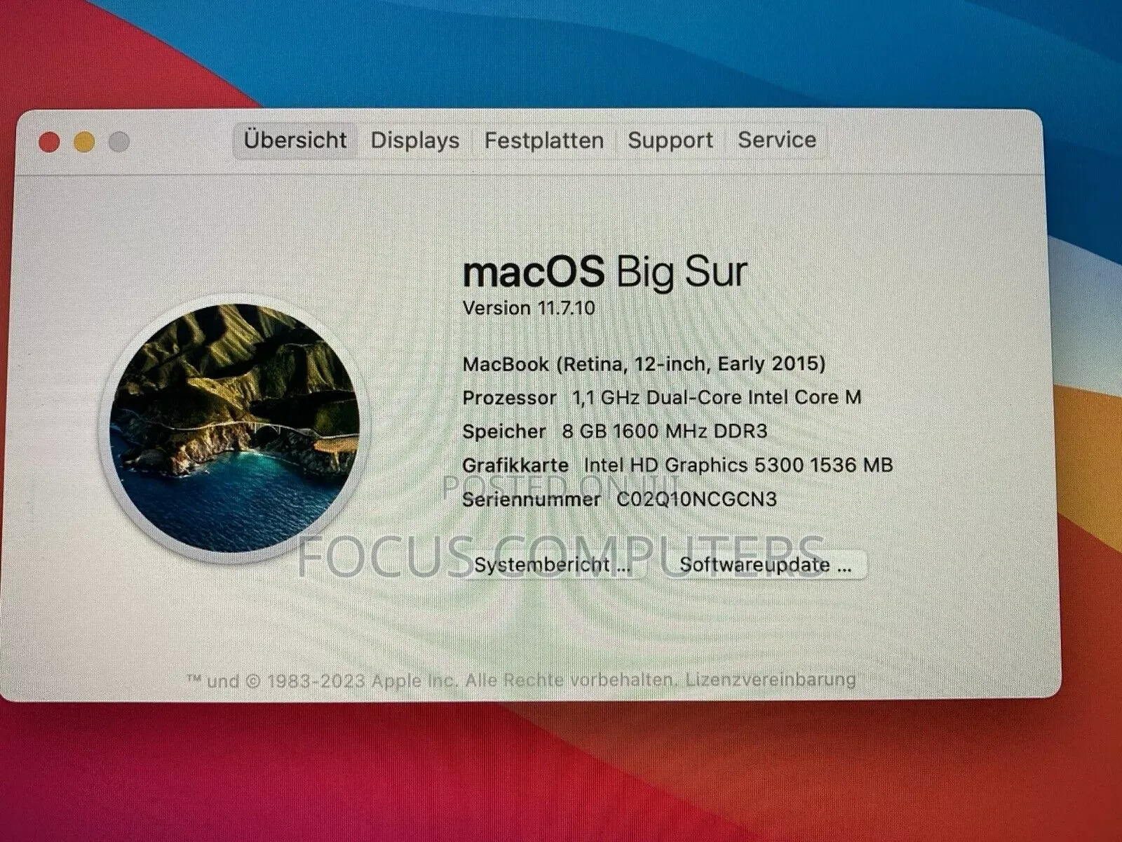 Laptop Apple MacBook 2015 8GB Intel Core M SSD 256GB