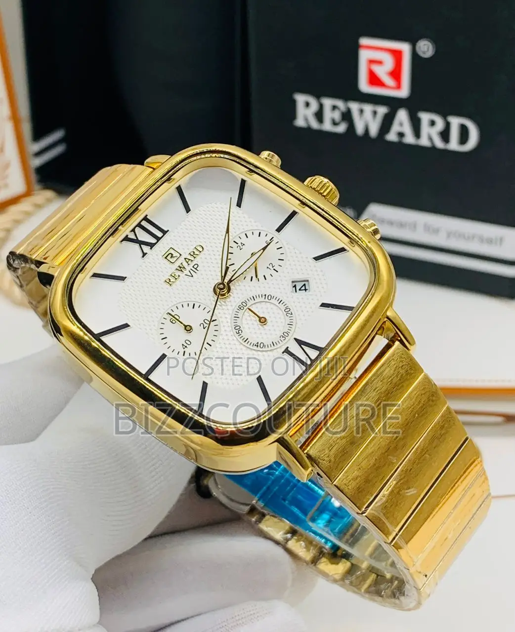 Original Rewardvip Chronograph Gold Chain Watch - Bizzcouture Price: ₦ ...