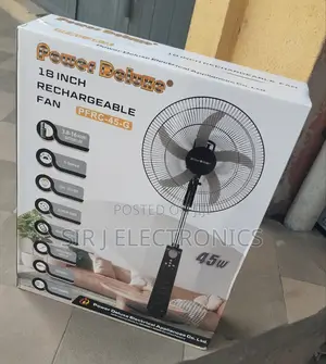 Brand New 18" Power Deluxe Rechargeable Standing Fan