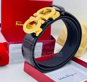Photo - Original Salvatore Ferragamo Gold Head Black Leather Belt