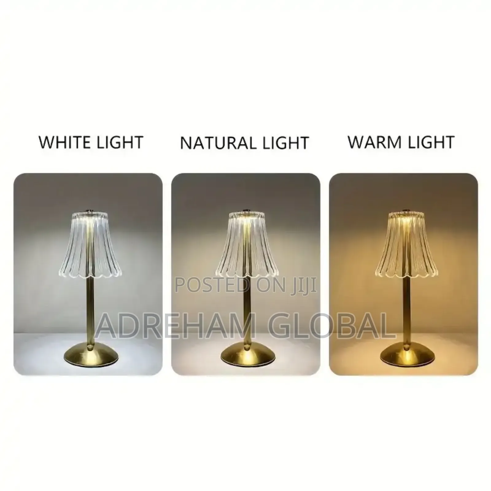 Tri-Tone Rechargeable LED Crystal Table/Bedside Lamp