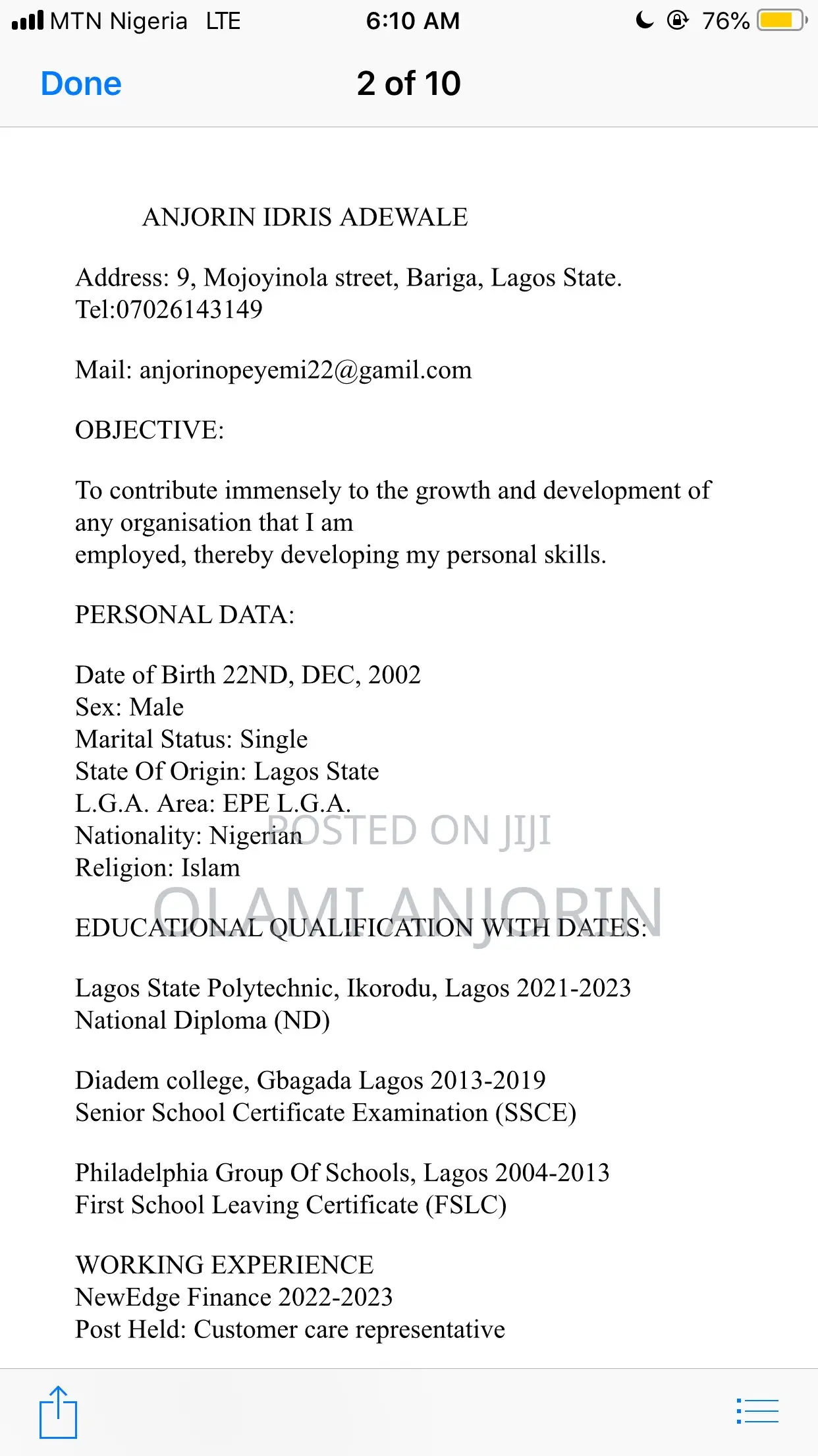 Customer Service Representative