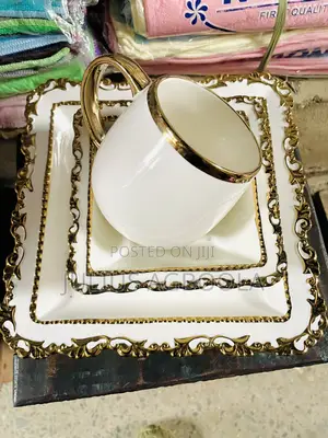 3PCS Luxury White and Gold Plated Plate