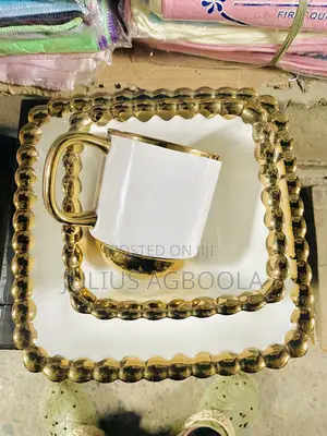 3 PCS Luxury White and Gold Plated Plate