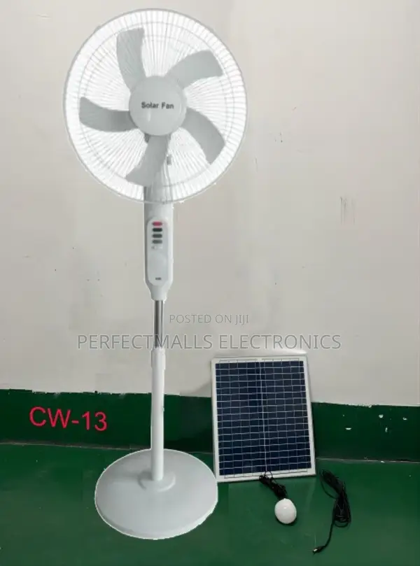 16" Solar AC/DC Rechargeable Standing Fan With Panel