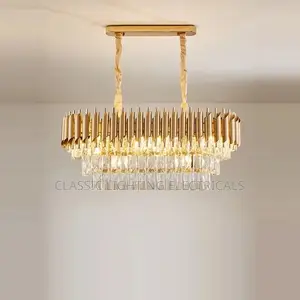 Postmodern Oval Crystal Clear Designer LED Chandelier