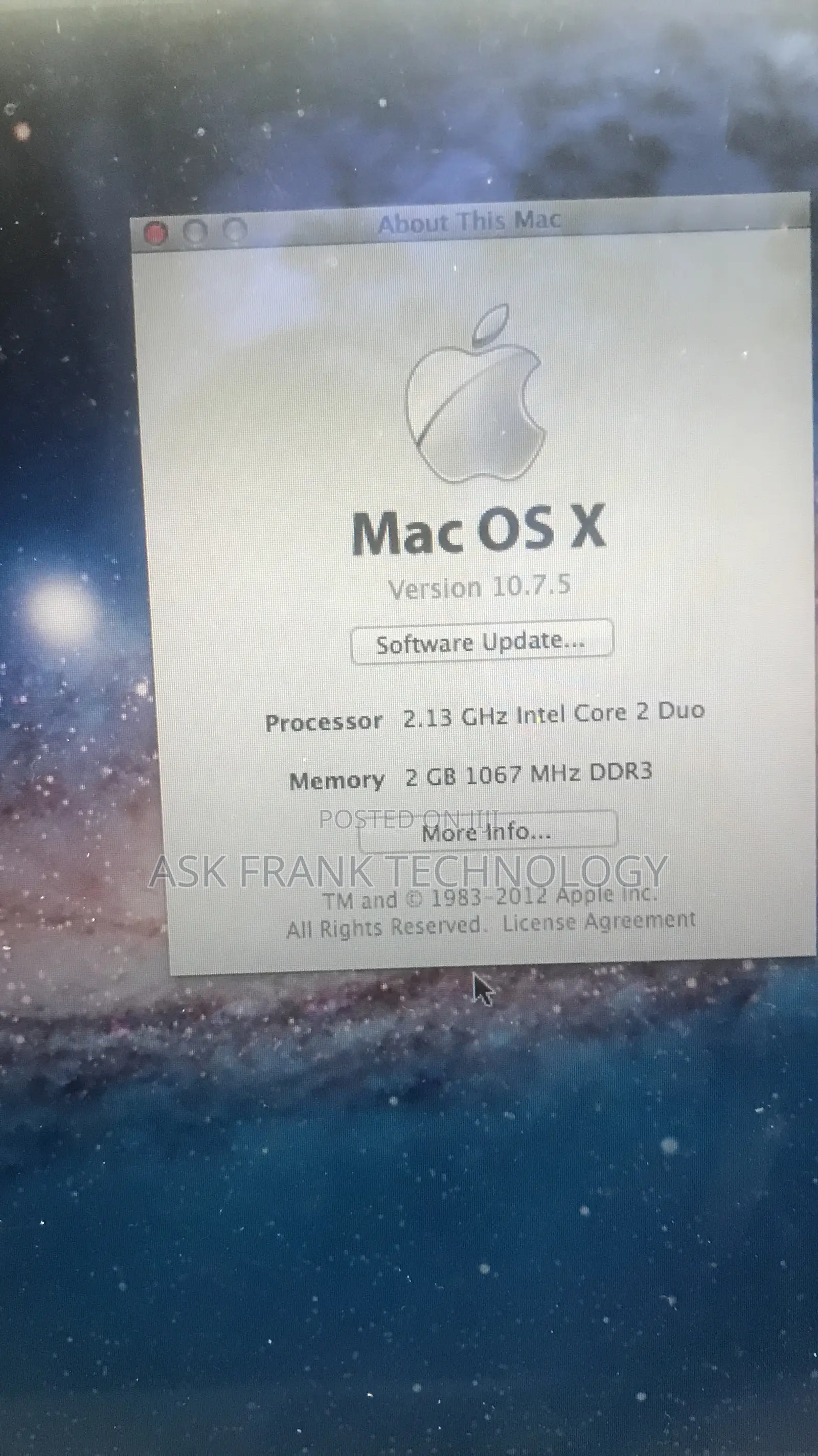 Laptop Apple MacBook Air 2GB Intel Core 2 Quad SSD 128GB