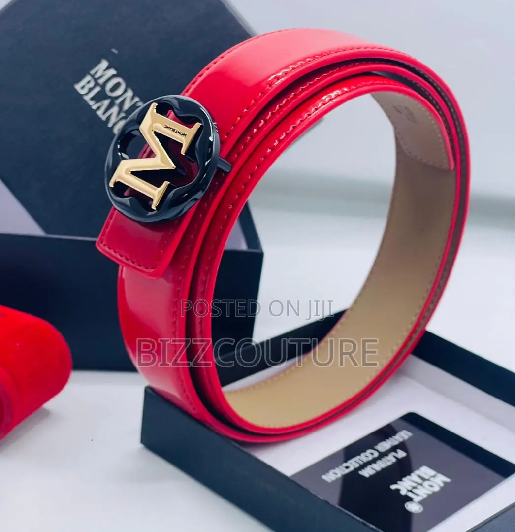 Original Mont Blanc Red, Blue Leather Belt
