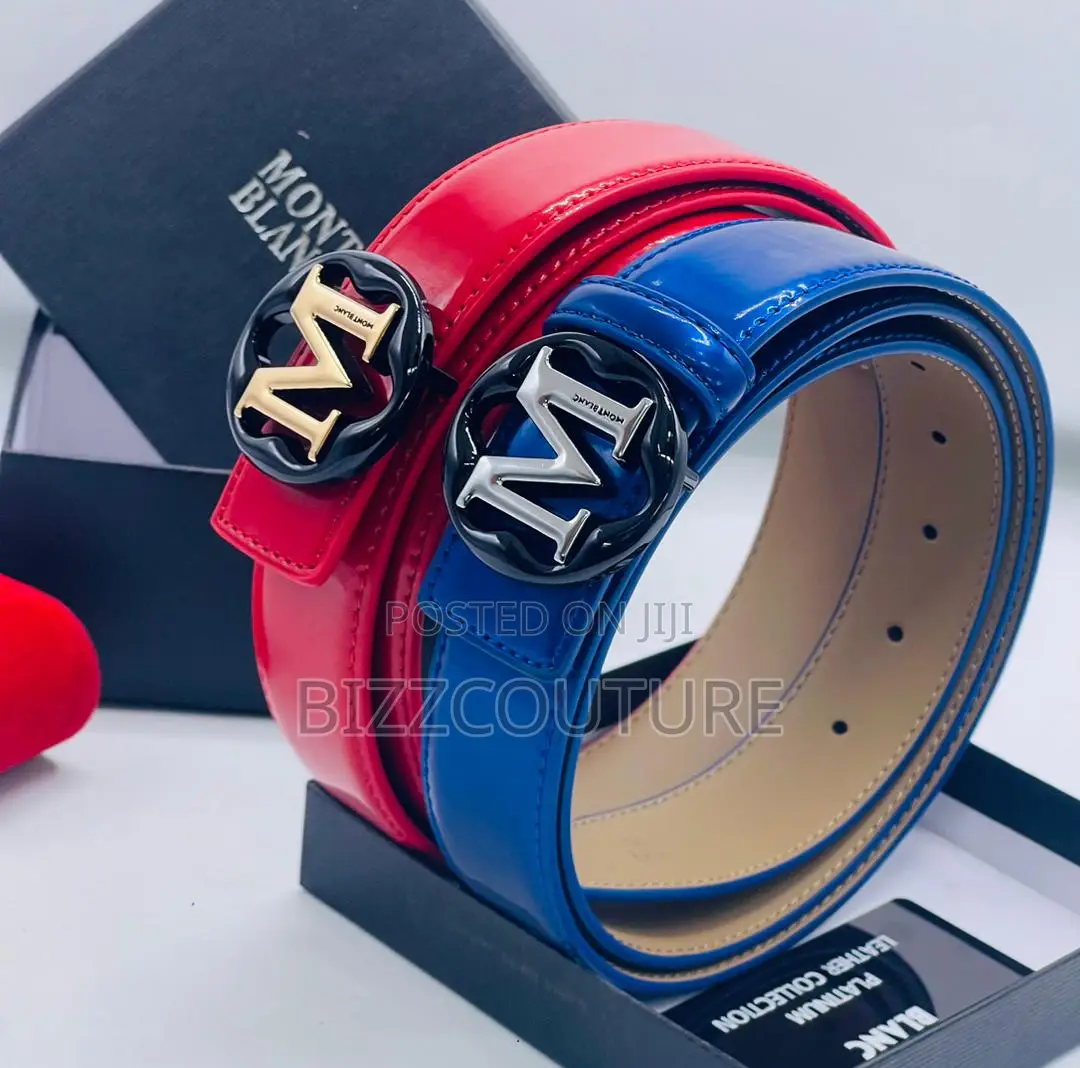 Original Mont Blanc Red, Blue Leather Belt
