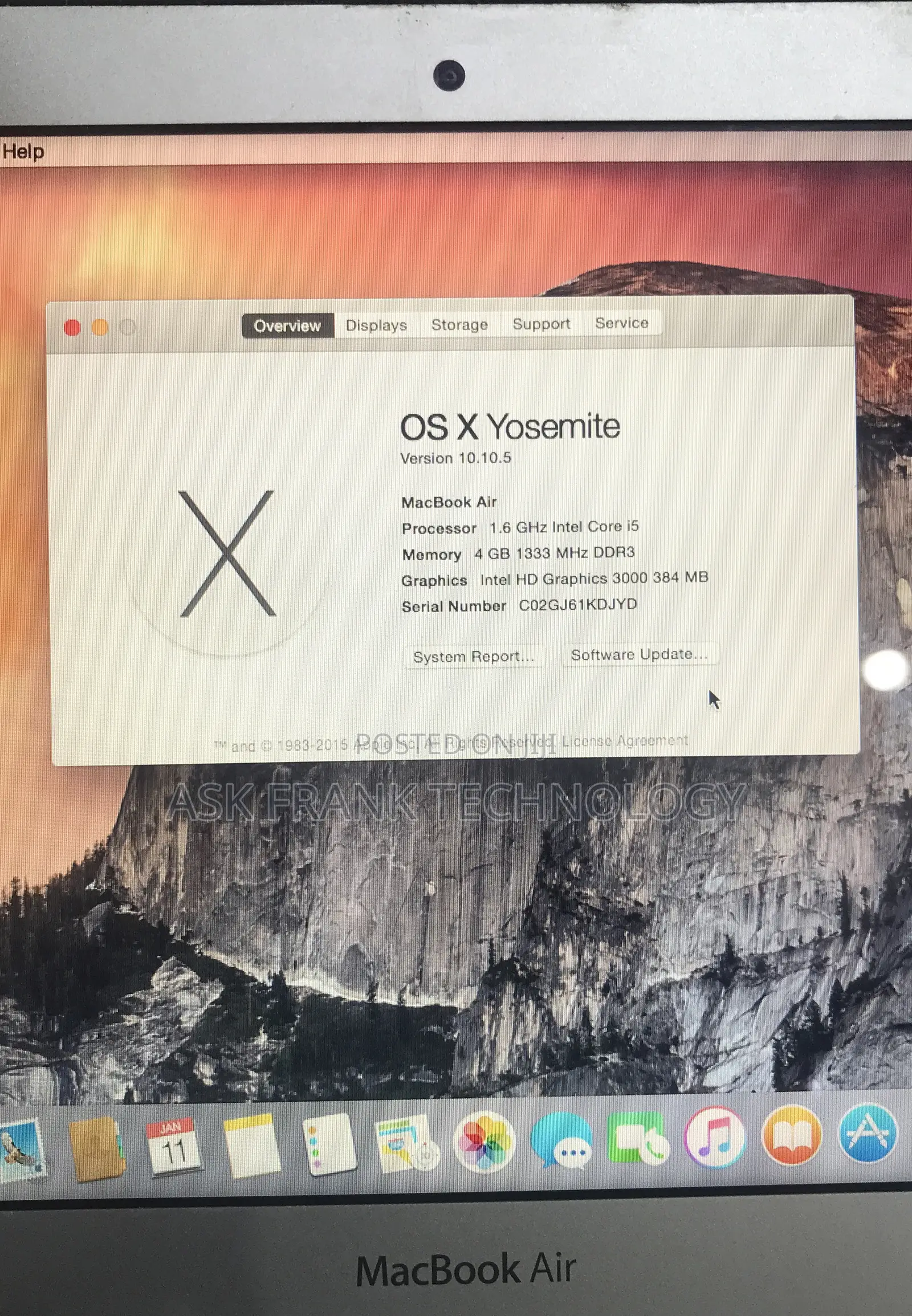 Laptop Apple MacBook Air 4GB Intel Core I5 SSD 128GB