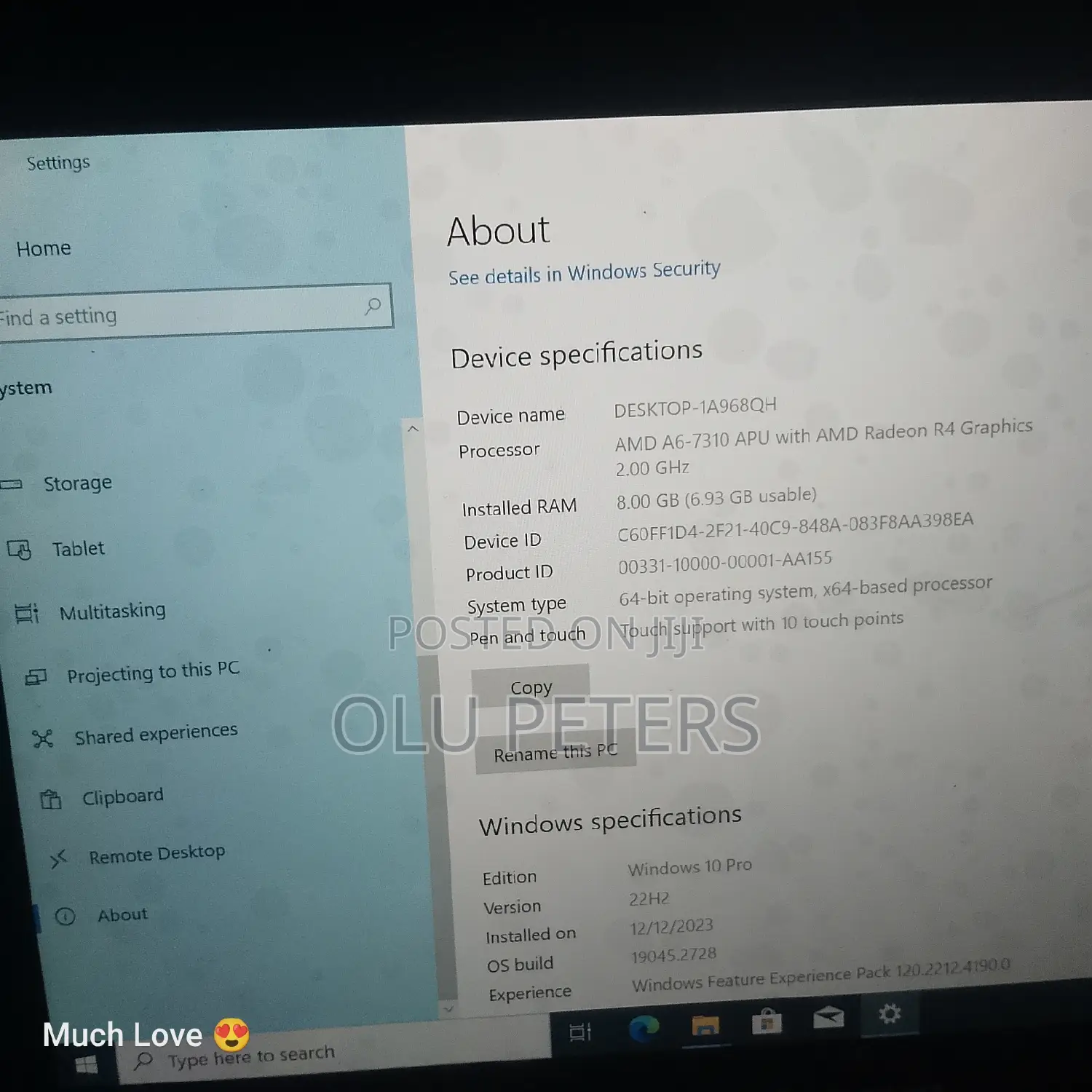 Laptop Lenovo 8GB AMD A6 HDD 140GB