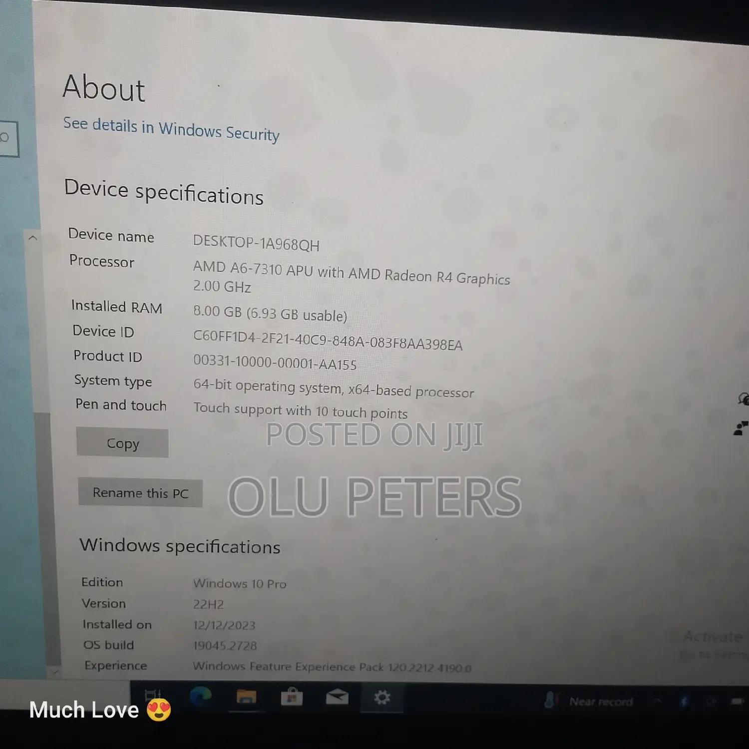 Laptop Lenovo 8GB AMD A6 HDD 140GB