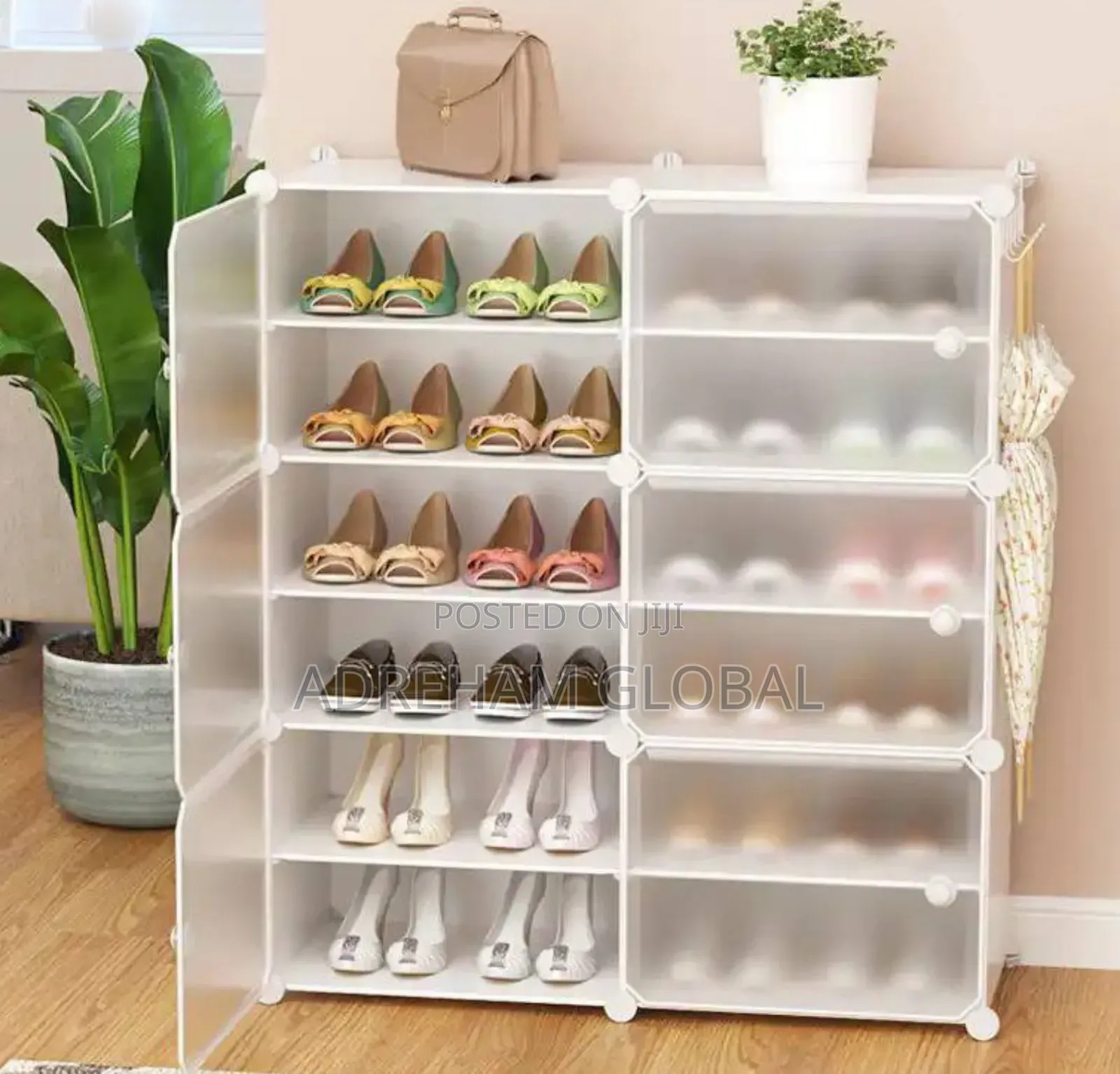 6 Layers Double Sided Quality Plastic Shoe Rack With Cover