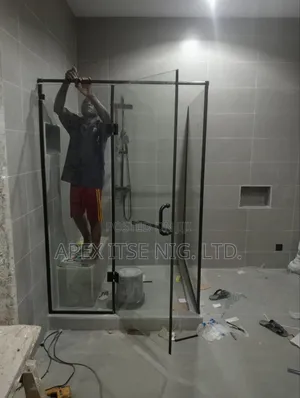 L-Shape Black Fittings Shower Cubicle