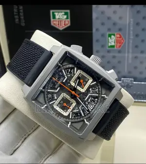 Original Monaco Heuer Chrongraph Black Rubber Strap Watch