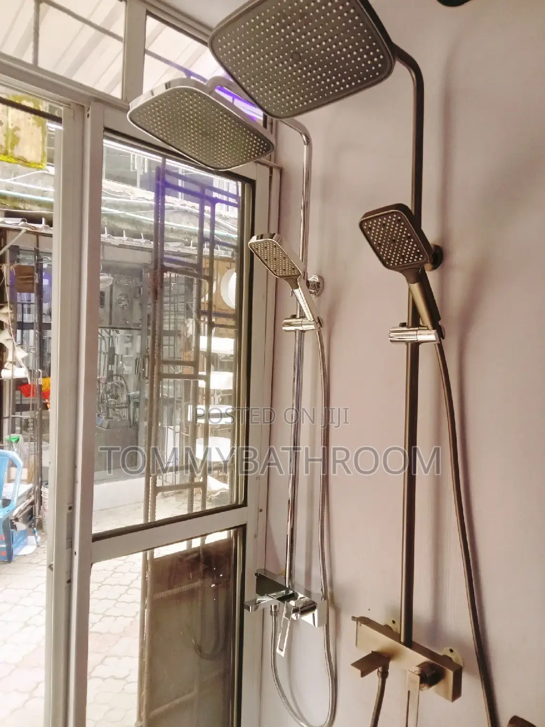 Gray and Silver Standing Shower
